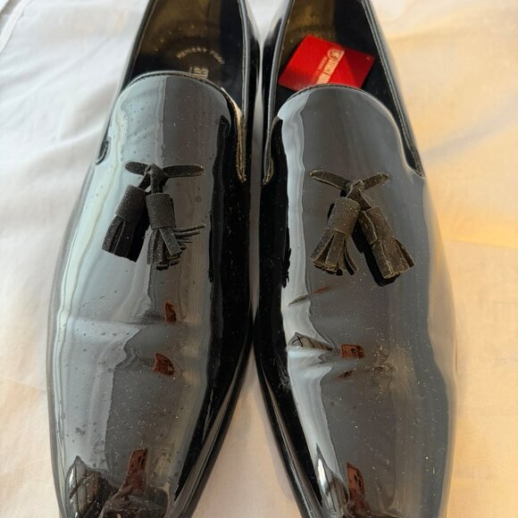 STACY ADAMS  PHOENIX Plain Toe Tassel Slip On, Black Faux Patent  Men Size 11 M - Picture 2 of 7